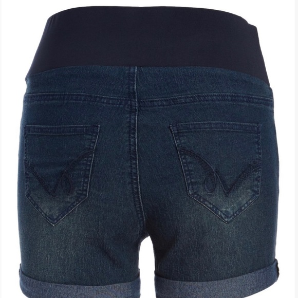 Medium Blue Over-Belly Maternity Denim Shorts - Picture 2 of 2